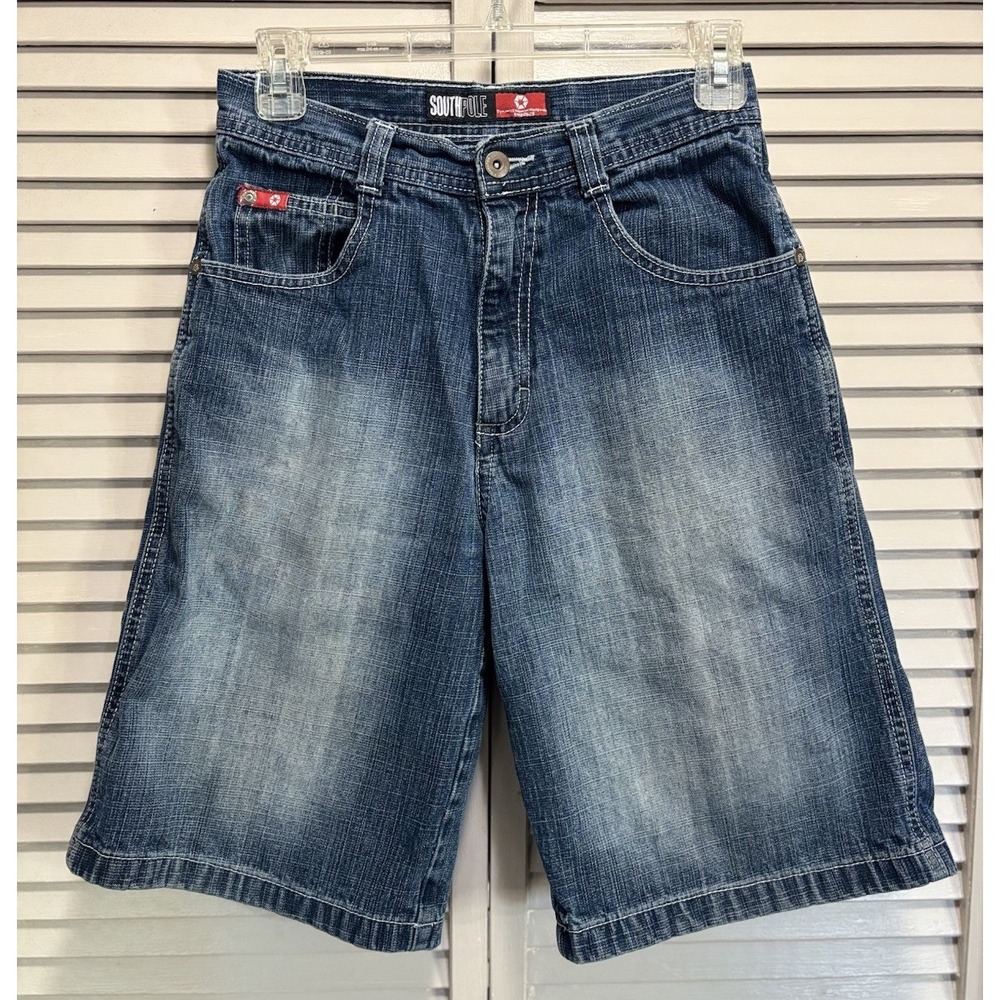 Southpole Youth Y2K Bermuda Shorts Size 12 Straight Logo Grunge Zip Pockets